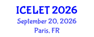 International Conference on e-Learning and e-Teaching (ICELET) September 20, 2026 - Paris, France