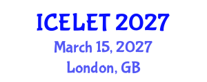 International Conference on e-Learning and e-Teaching (ICELET) March 15, 2027 - London, United Kingdom International Conference on e-Learning and e-Teaching (ICELET) March 15, 2027 - London, United Kingdom