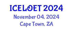 International Conference on E-Learning and Online Education Technologies (ICELOET) November 04, 2024 - Cape Town, South Africa
