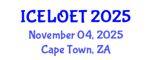 International Conference on E-Learning and Online Education Technologies (ICELOET) November 04, 2025 - Cape Town, South Africa