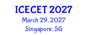 International Conference on Early Childhood Education and Technology (ICECET) March 29, 2027 - Singapore, Singapore International Conference on Early Childhood Education and Technology (ICECET) March 29, 2027 - Singapore, Singapore