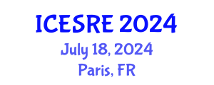 International Conference on Earth Science and Resource Engineering (ICESRE) July 18, 2024 - Paris, France