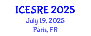 International Conference on Earth Science and Resource Engineering (ICESRE) July 19, 2025 - Paris, France