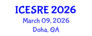 International Conference on Earth Science and Resource Engineering (ICESRE) March 09, 2026 - Doha, Qatar International Conference on Earth Science and Resource Engineering (ICESRE) March 09, 2026 - Doha, Qatar