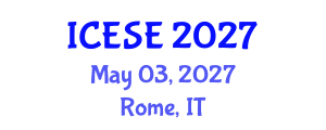 International Conference on Earthquake and Structural Engineering (ICESE) May 03, 2027 - Rome, Italy International Conference on Earthquake and Structural Engineering (ICESE) May 03, 2027 - Rome, Italy