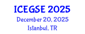 International Conference on Earthquake, Geological and Structural Engineering (ICEGSE) December 20, 2025 - Istanbul, Turkey