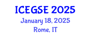 International Conference on Earthquake, Geological and Structural Engineering (ICEGSE) January 18, 2025 - Rome, Italy