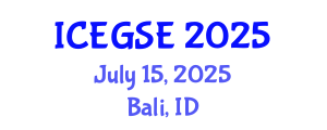 International Conference on Earthquake, Geological and Structural Engineering (ICEGSE) July 15, 2025 - Bali, Indonesia