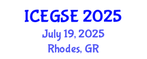 International Conference on Earthquake, Geological and Structural Engineering (ICEGSE) July 19, 2025 - Rhodes, Greece