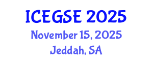 International Conference on Earthquake, Geological and Structural Engineering (ICEGSE) November 15, 2025 - Jeddah, Saudi Arabia