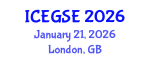International Conference on Earthquake, Geological and Structural Engineering (ICEGSE) January 21, 2026 - London, United Kingdom