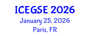 International Conference on Earthquake, Geological and Structural Engineering (ICEGSE) January 25, 2026 - Paris, France