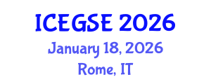 International Conference on Earthquake, Geological and Structural Engineering (ICEGSE) January 18, 2026 - Rome, Italy