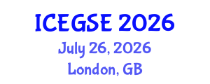 International Conference on Earthquake, Geological and Structural Engineering (ICEGSE) July 26, 2026 - London, United Kingdom