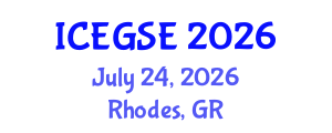 International Conference on Earthquake, Geological and Structural Engineering (ICEGSE) July 24, 2026 - Rhodes, Greece International Conference on Earthquake, Geological and Structural Engineering (ICEGSE) July 24, 2026 - Rhodes, Greece
