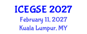 International Conference on Earthquake, Geological and Structural Engineering (ICEGSE) February 11, 2027 - Kuala Lumpur, Malaysia International Conference on Earthquake, Geological and Structural Engineering (ICEGSE) February 11, 2027 - Kuala Lumpur, Malaysia