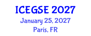 International Conference on Earthquake, Geological and Structural Engineering (ICEGSE) January 25, 2027 - Paris, France International Conference on Earthquake, Geological and Structural Engineering (ICEGSE) January 25, 2027 - Paris, France