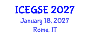 International Conference on Earthquake, Geological and Structural Engineering (ICEGSE) January 18, 2027 - Rome, Italy International Conference on Earthquake, Geological and Structural Engineering (ICEGSE) January 18, 2027 - Rome, Italy