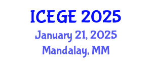 International Conference on Earthquake Geotechnical Engineering (ICEGE) January 21, 2025 - Mandalay, Myanmar