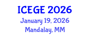 International Conference on Earthquake Geotechnical Engineering (ICEGE) January 19, 2026 - Mandalay, Myanmar International Conference on Earthquake Geotechnical Engineering (ICEGE) January 19, 2026 - Mandalay, Myanmar