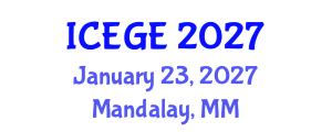 International Conference on Earthquake Geotechnical Engineering (ICEGE) January 23, 2027 - Mandalay, Myanmar