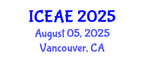 International Conference on Ecological and Agricultural Engineering (ICEAE) August 05, 2025 - Vancouver, Canada