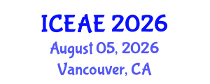 International Conference on Ecological and Agricultural Engineering (ICEAE) August 05, 2026 - Vancouver, Canada