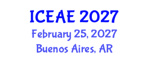 International Conference on Ecological and Agricultural Engineering (ICEAE) February 25, 2027 - Buenos Aires, Argentina International Conference on Ecological and Agricultural Engineering (ICEAE) February 25, 2027 - Buenos Aires, Argentina