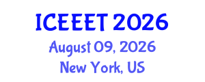 International Conference on Ecological Engineering and Environmental Technology (ICEEET) August 09, 2026 - New York, United States