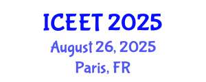 International Conference on Ecological Engineering and Technology (ICEET) August 26, 2025 - Paris, France