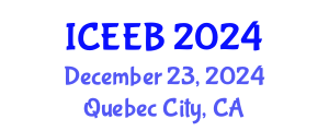 International Conference on Ecology and Environmental Biology (ICEEB) December 23, 2024 - Quebec City, Canada