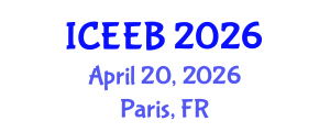 International Conference on Ecology and Environmental Biology (ICEEB) April 20, 2026 - Paris, France International Conference on Ecology and Environmental Biology (ICEEB) April 20, 2026 - Paris, France
