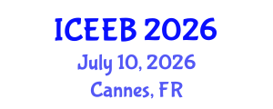 International Conference on Ecology and Environmental Biology (ICEEB) July 10, 2026 - Cannes, France International Conference on Ecology and Environmental Biology (ICEEB) July 10, 2026 - Cannes, France
