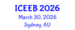 International Conference on Ecology and Environmental Biology (ICEEB) March 30, 2026 - Sydney, Australia International Conference on Ecology and Environmental Biology (ICEEB) March 30, 2026 - Sydney, Australia