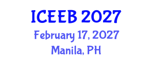 International Conference on Ecology and Environmental Biology (ICEEB) February 17, 2027 - Manila, Philippines International Conference on Ecology and Environmental Biology (ICEEB) February 17, 2027 - Manila, Philippines