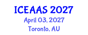 International Conference on Economic and Administrative Sciences (ICEAAS) April 03, 2027 - Toronto, Australia International Conference on Economic and Administrative Sciences (ICEAAS) April 03, 2027 - Toronto, Australia