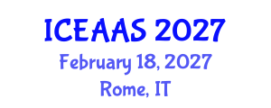 International Conference on Economic and Administrative Sciences (ICEAAS) February 18, 2027 - Rome, Italy International Conference on Economic and Administrative Sciences (ICEAAS) February 18, 2027 - Rome, Italy