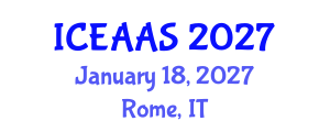International Conference on Economic and Administrative Sciences (ICEAAS) January 18, 2027 - Rome, Italy International Conference on Economic and Administrative Sciences (ICEAAS) January 18, 2027 - Rome, Italy