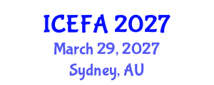 International Conference on Economics, Finance and Accounting (ICEFA) March 29, 2027 - Sydney, Australia International Conference on Economics, Finance and Accounting (ICEFA) March 29, 2027 - Sydney, Australia