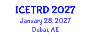 International Conference on Economics, Trade and Regional Development (ICETRD) January 28, 2027 - Dubai, United Arab Emirates International Conference on Economics, Trade and Regional Development (ICETRD) January 28, 2027 - Dubai, United Arab Emirates