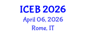 International Conference on Ecosystems and Biodiversity (ICEB) April 06, 2026 - Rome, Italy International Conference on Ecosystems and Biodiversity (ICEB) April 06, 2026 - Rome, Italy