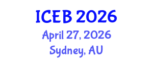 International Conference on Ecosystems and Biodiversity (ICEB) April 27, 2026 - Sydney, Australia International Conference on Ecosystems and Biodiversity (ICEB) April 27, 2026 - Sydney, Australia