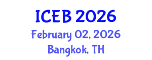 International Conference on Ecosystems and Biodiversity (ICEB) February 02, 2026 - Bangkok, Thailand International Conference on Ecosystems and Biodiversity (ICEB) February 02, 2026 - Bangkok, Thailand