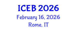 International Conference on Ecosystems and Biodiversity (ICEB) February 16, 2026 - Rome, Italy International Conference on Ecosystems and Biodiversity (ICEB) February 16, 2026 - Rome, Italy