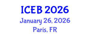 International Conference on Ecosystems and Biodiversity (ICEB) January 26, 2026 - Paris, France International Conference on Ecosystems and Biodiversity (ICEB) January 26, 2026 - Paris, France