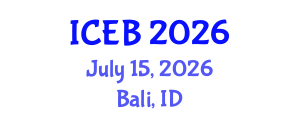 International Conference on Ecosystems and Biodiversity (ICEB) July 15, 2026 - Bali, Indonesia International Conference on Ecosystems and Biodiversity (ICEB) July 15, 2026 - Bali, Indonesia