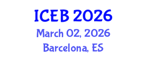International Conference on Ecosystems and Biodiversity (ICEB) March 02, 2026 - Barcelona, Spain International Conference on Ecosystems and Biodiversity (ICEB) March 02, 2026 - Barcelona, Spain