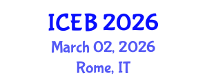 International Conference on Ecosystems and Biodiversity (ICEB) March 02, 2026 - Rome, Italy International Conference on Ecosystems and Biodiversity (ICEB) March 02, 2026 - Rome, Italy