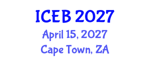International Conference on Ecosystems and Biodiversity (ICEB) April 15, 2027 - Cape Town, South Africa International Conference on Ecosystems and Biodiversity (ICEB) April 15, 2027 - Cape Town, South Africa