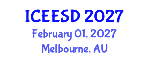 International Conference on Ecosystems, Environment and Sustainable Development (ICEESD) February 01, 2027 - Melbourne, Australia International Conference on Ecosystems, Environment and Sustainable Development (ICEESD) February 01, 2027 - Melbourne, Australia